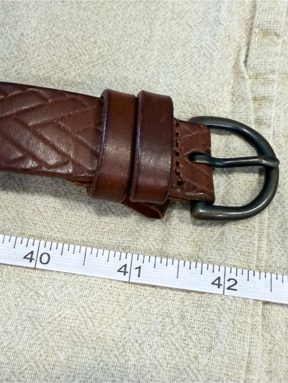 Eddie Bauer brown braid stitched genuine leather belt SZ M 42” unisex